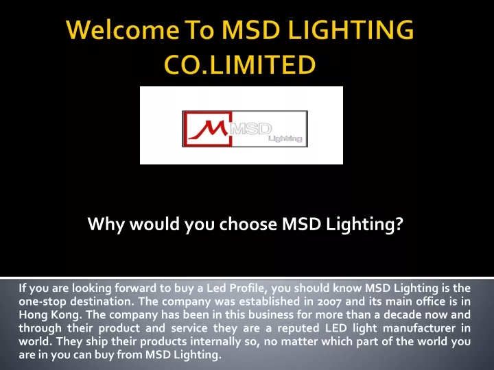 welcome to msd lighting co limited