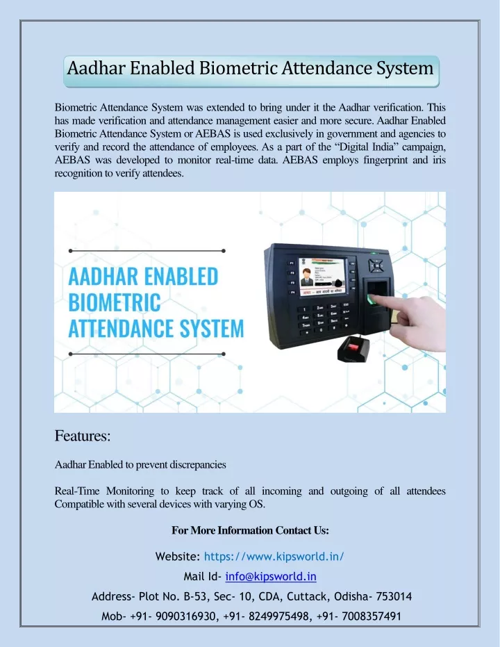 aadhar enabled biometric attendance system
