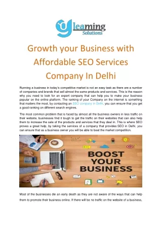 Growth Your Business with Affordable SEO Services Company In Delhi