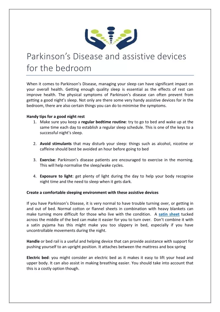 parkinson s disease and assistive devices