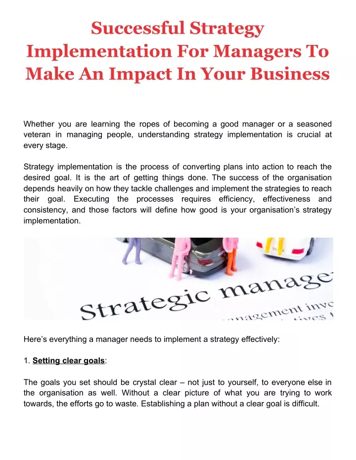 successful strategy implementation for managers