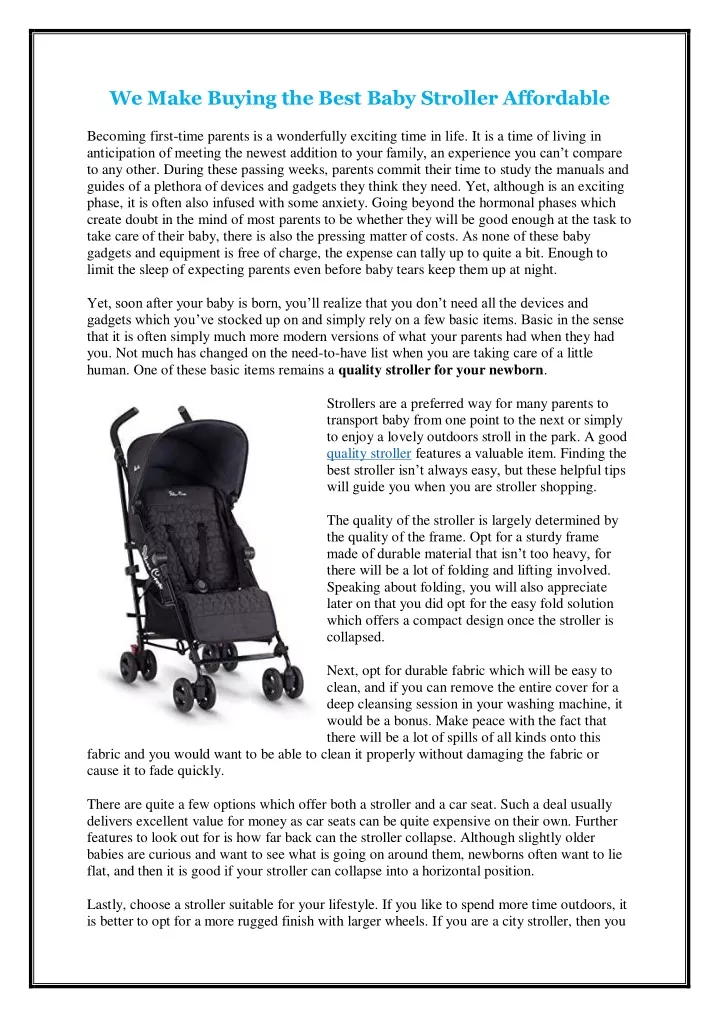 we make buying the best baby stroller affordable