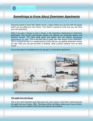 Somethings to Know About Downtown Apartments