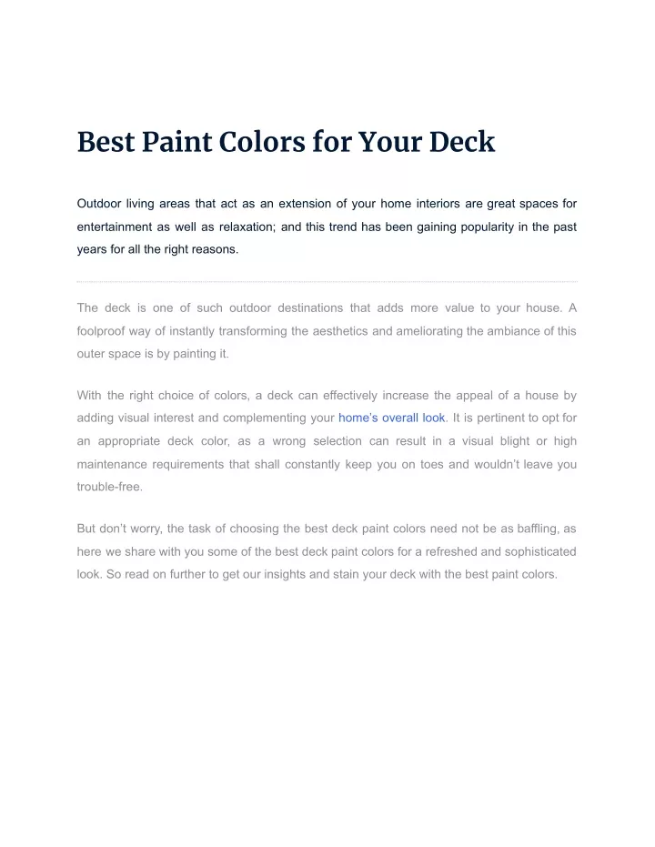 best paint colors for your deck