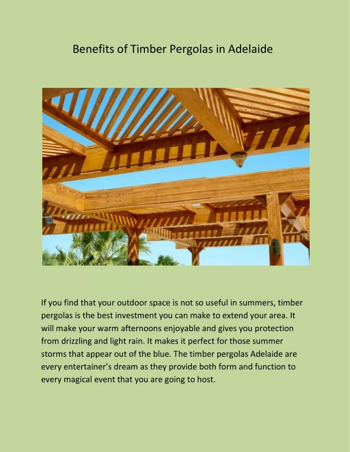 benefits of timber pergolas in adelaide