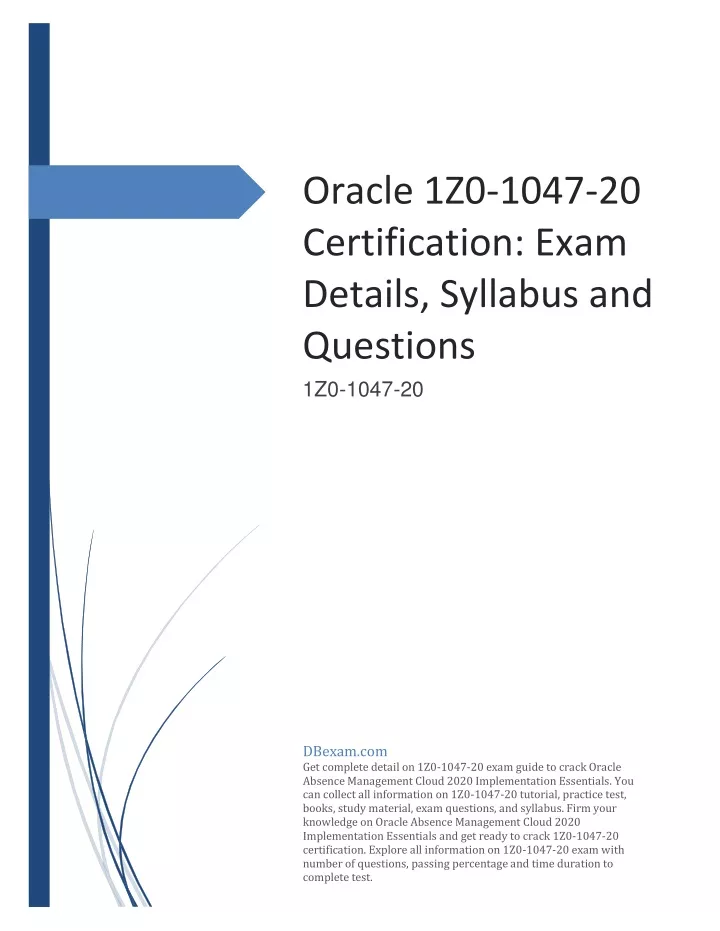 oracle 1z0 1047 20 certification exam details