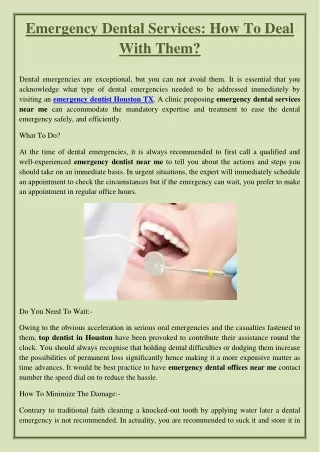 emergency dental services how to deal with them