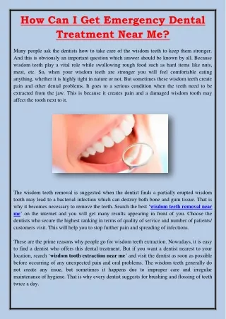 how can i get emergency dental treatment near me