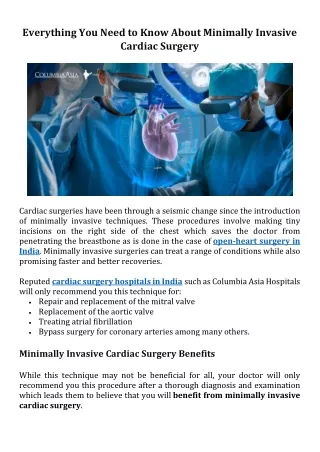 Everything You Need to Know About Minimally Invasive Cardiac Surgery