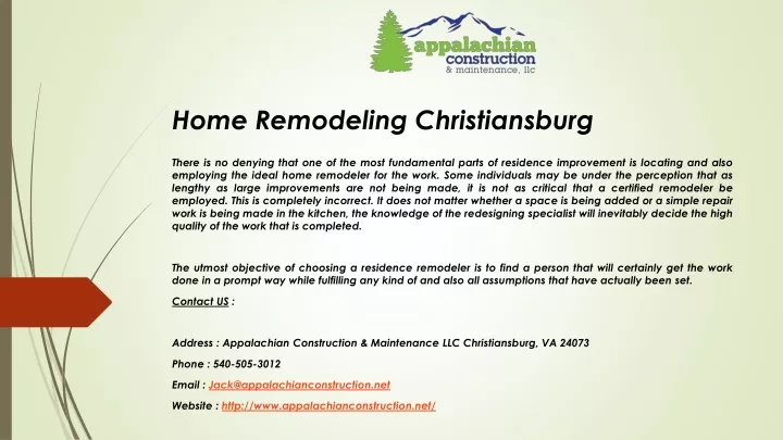 home remodeling christiansburg