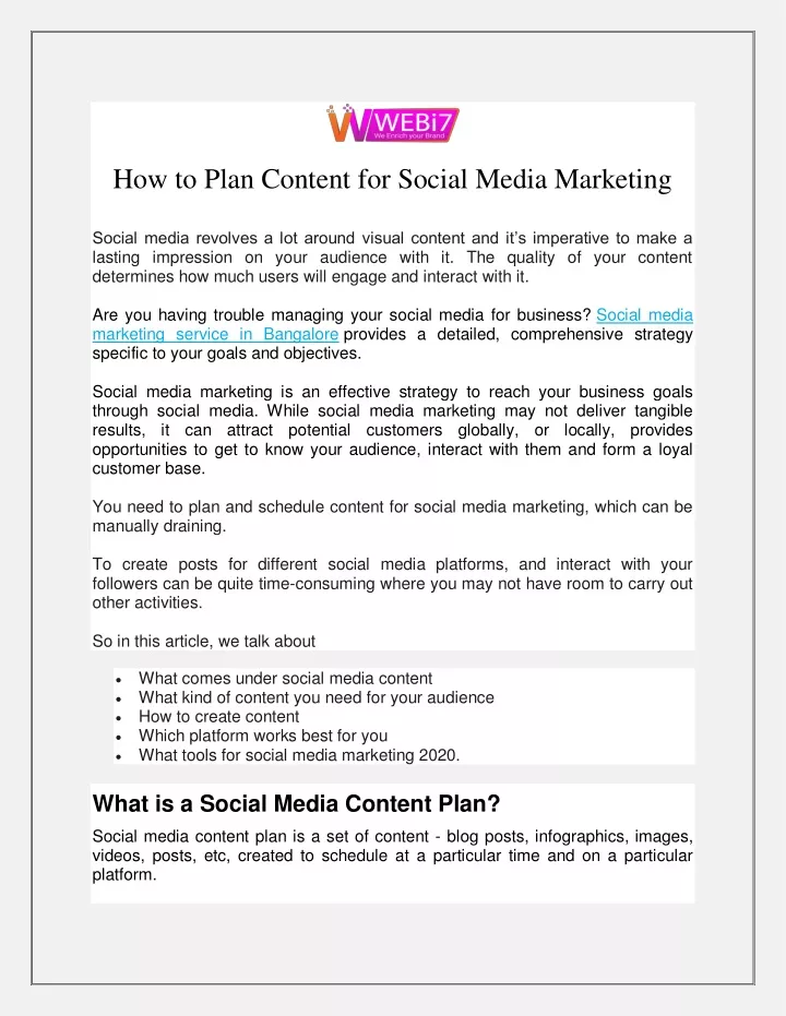 how to plan content for social media marketing