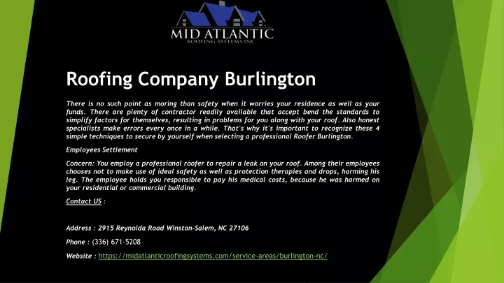 roofing company burlington