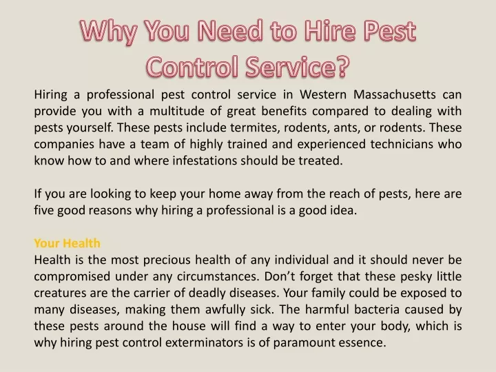 hiring a professional pest control service