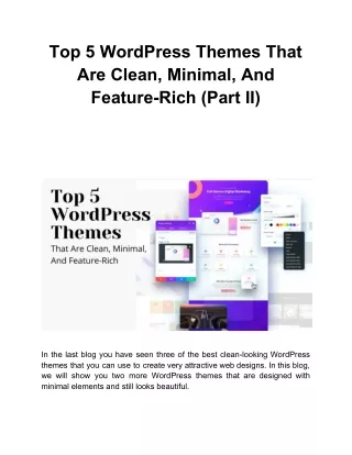 Top 5 WordPress Themes That Are Clean, Minimal, And Feature-Rich (Part II)