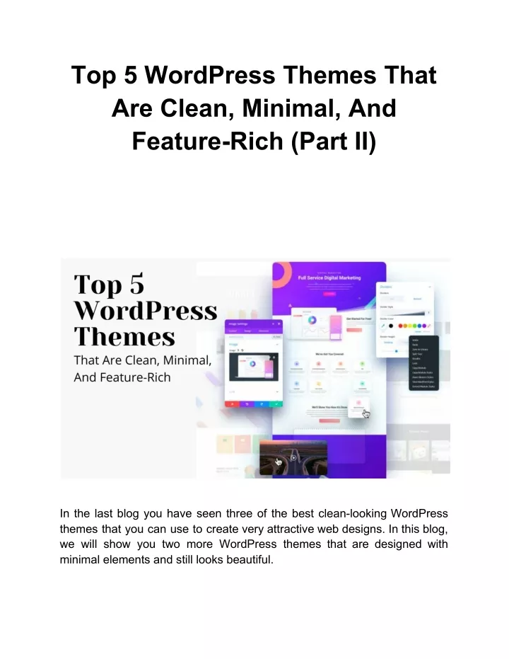 top 5 wordpress themes that are clean minimal