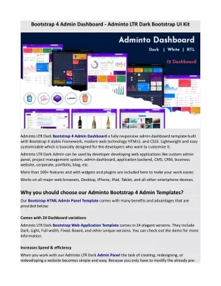 bootstrap 4 admin dashboard adminto ltr dark