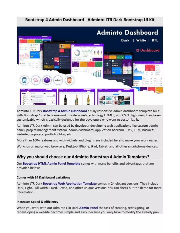 bootstrap 4 admin dashboard adminto ltr dark
