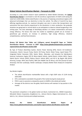 global vehicle electrification market forecasts