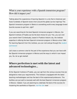 what is your experience with a spanish immersion