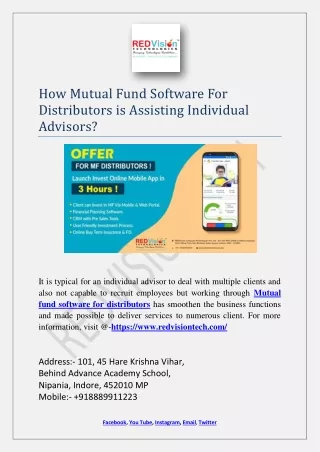 how mutual fund software for distributors