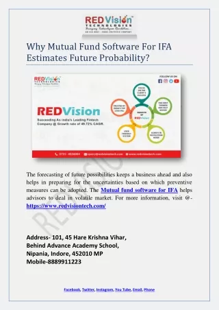 why mutual fund software for ifa estimates future