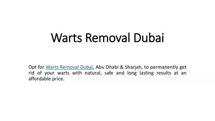 warts removal dubai