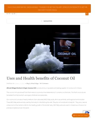 Uses and Health benefits of Coconut Oil