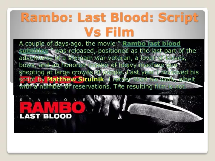 rambo last blood script vs film