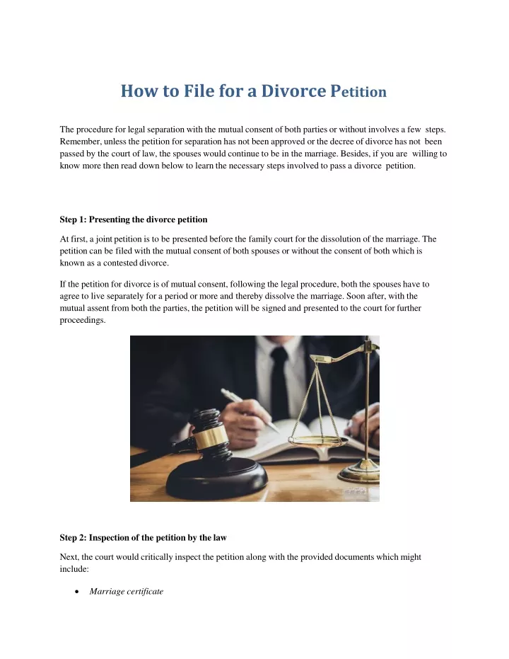 how to file for a divorce p etition