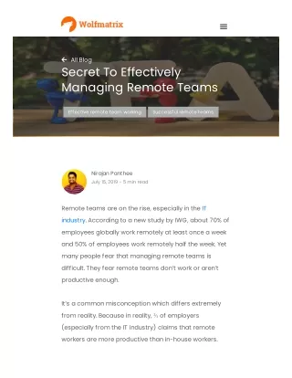 Secret To Effectively Managing Remote Teams