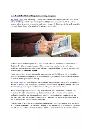 how does my health record help immense during