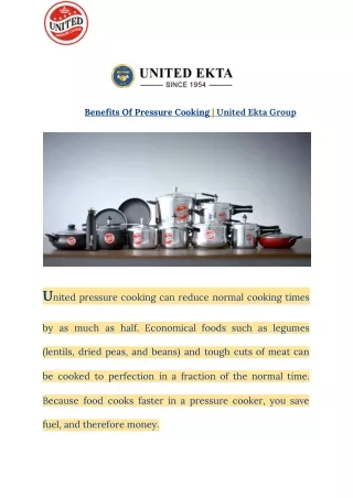 Benefits Of Pressure Cooking | United Ekta Group