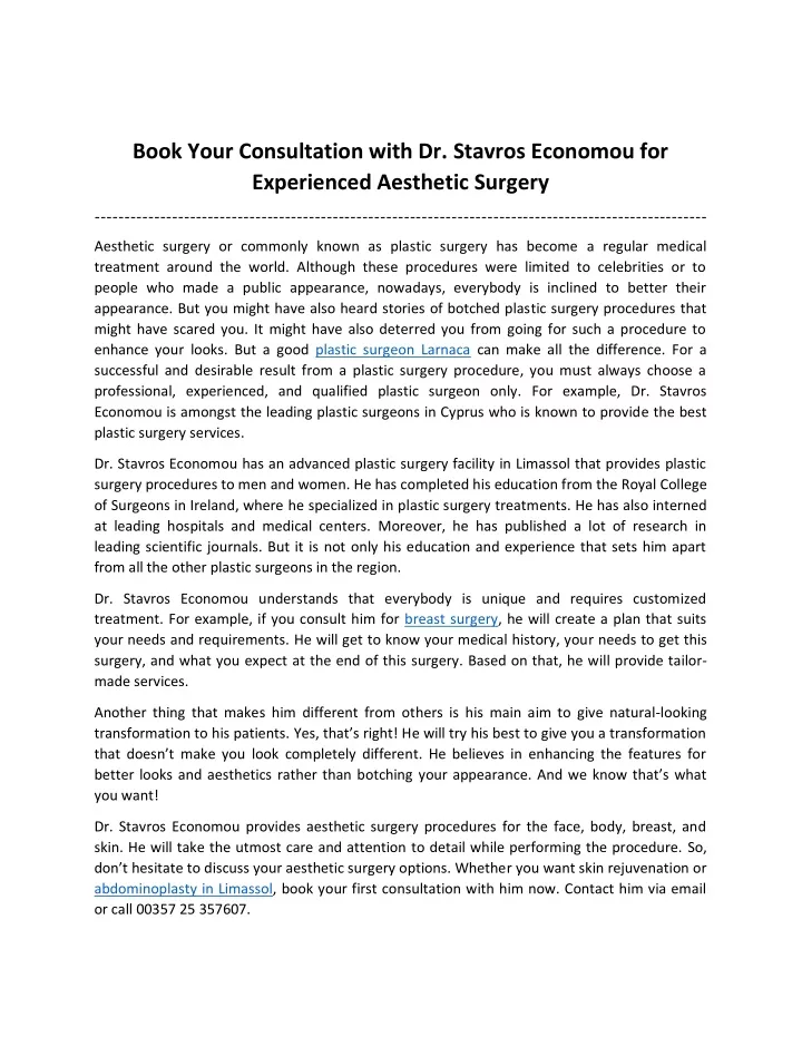 book your consultation with dr stavros economou