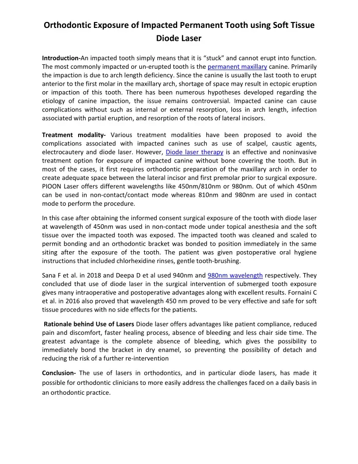 orthodontic exposure of impacted permanent tooth