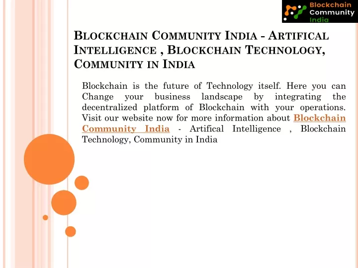 blockchain community india artifical intelligence blockchain technology community in india
