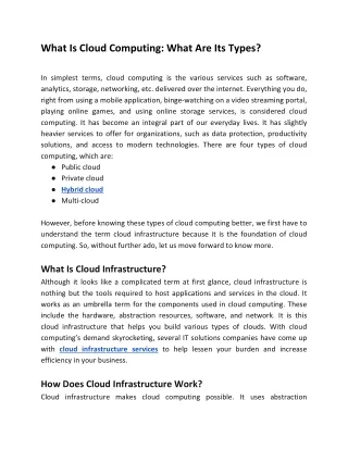 what is cloud computing what are its types
