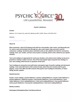 Psychic in Baltimore