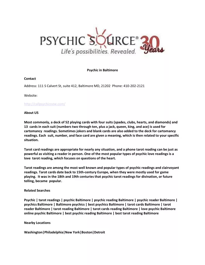 psychic in baltimore