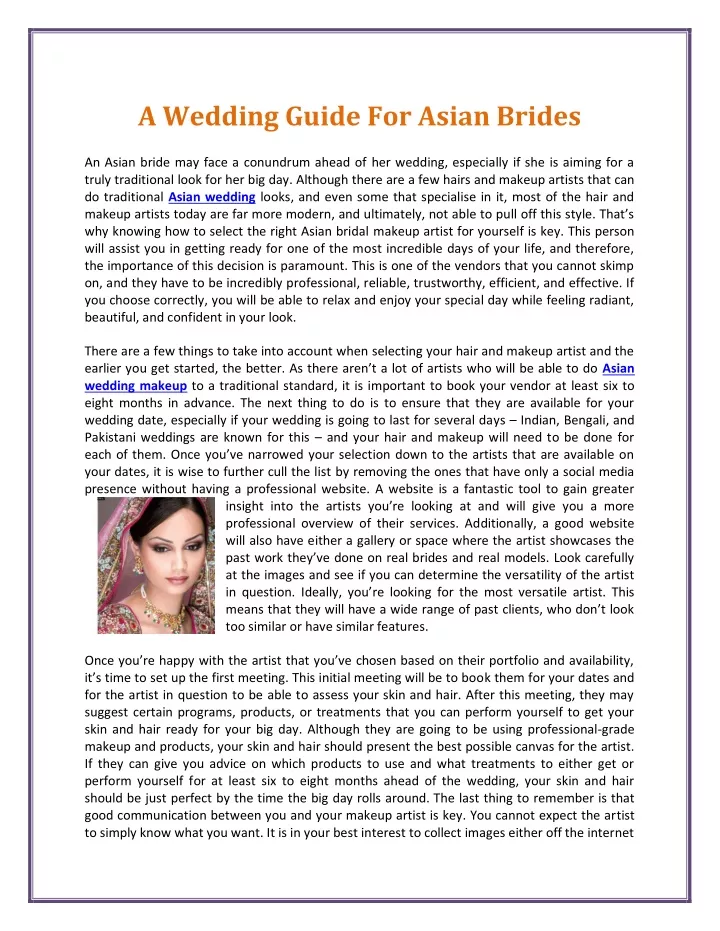 a wedding guide for asian brides