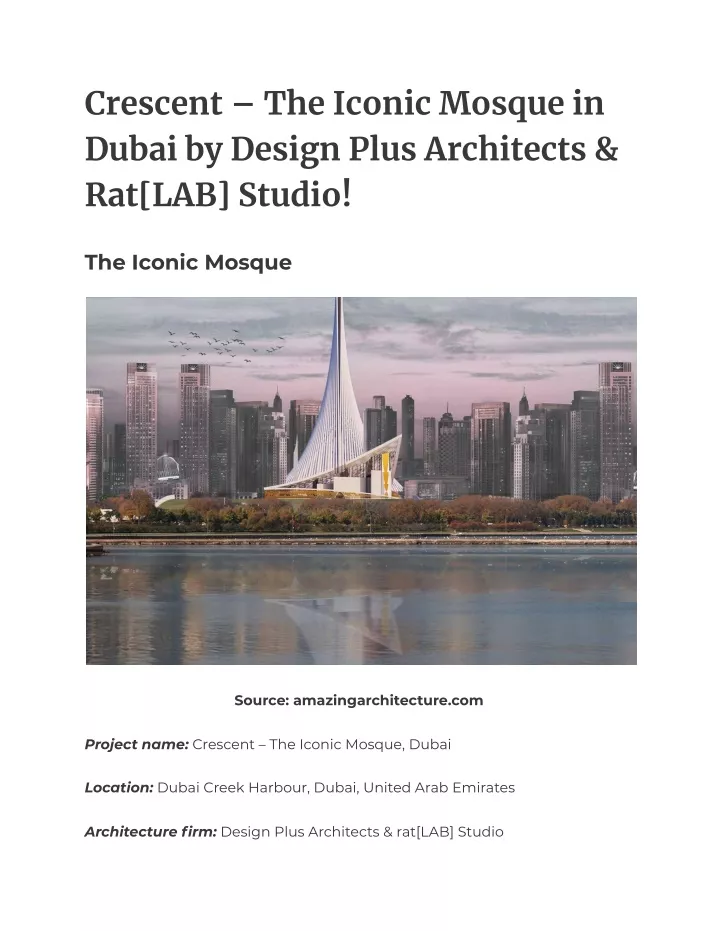 crescent the iconic mosque in dubai by design