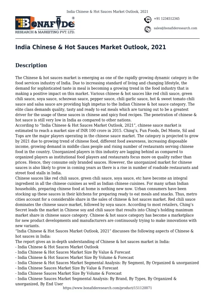 india chinese hot sauces market outlook 2021