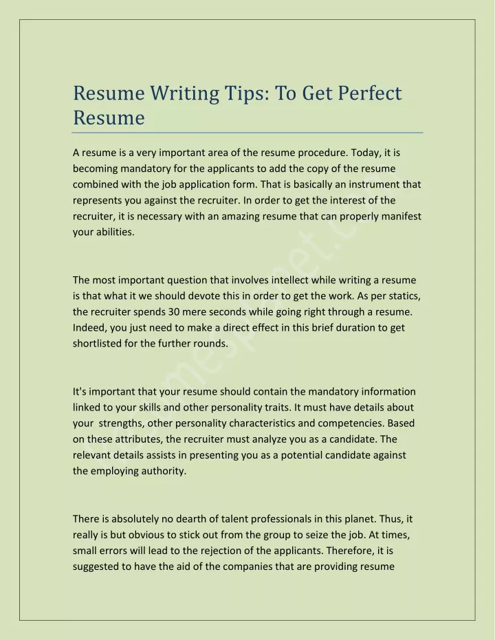 resume writing tips to get perfect resume