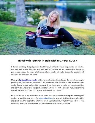 Travel with Your Pet in Style with HPZ™ PET ROVER