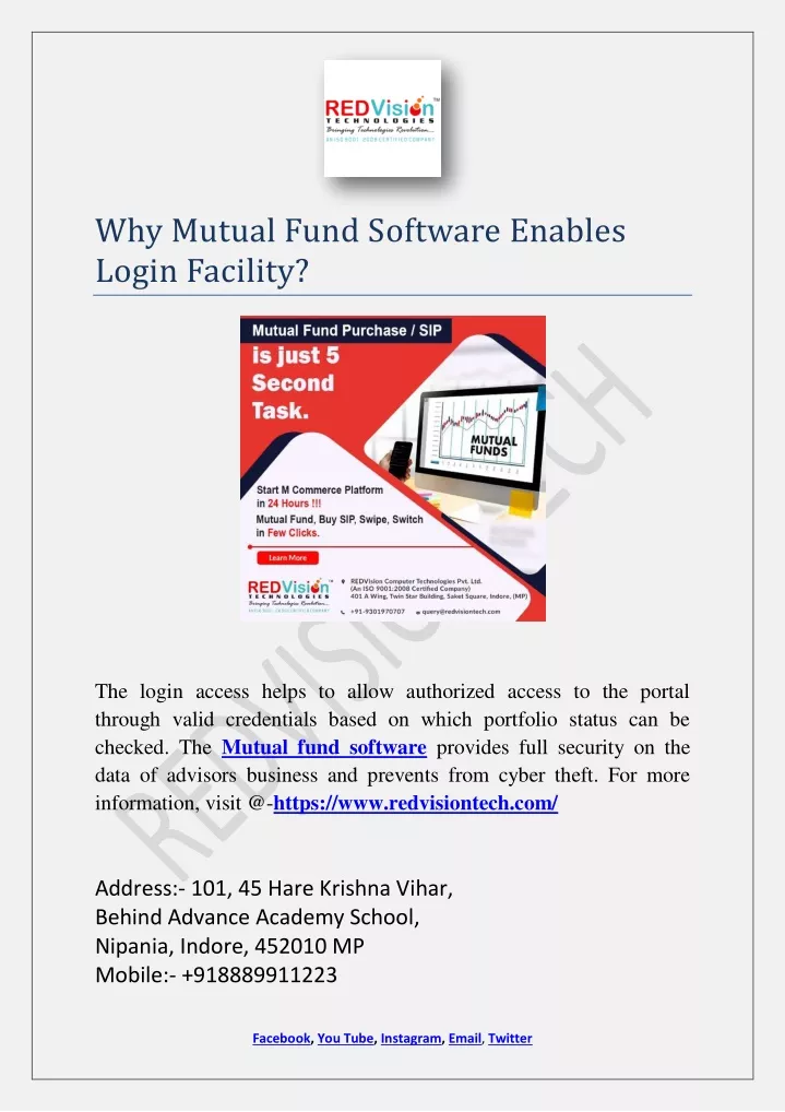 why mutual fund software enables login facility