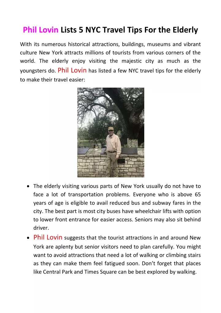phil lovin lists 5 nyc travel tips for the elderly