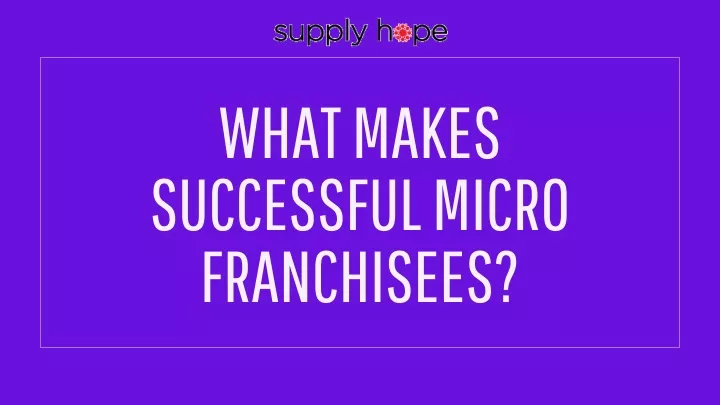 what makes successful micro franchisees