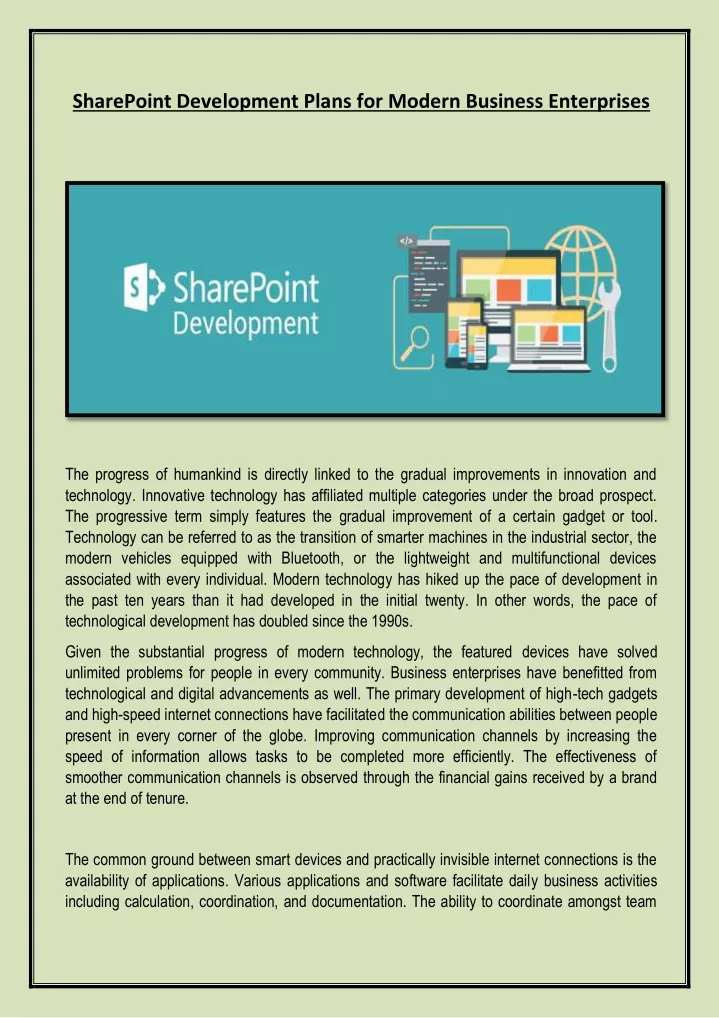 sharepoint development plans for modern business