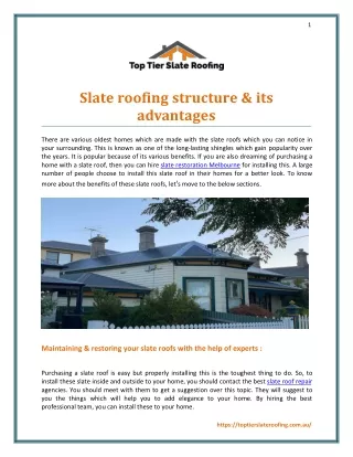 Slate roofing structure & its advantages