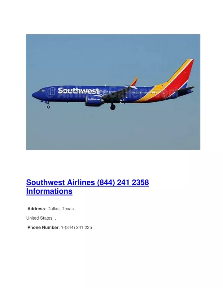 southwest airlines 844 241 2358 informations