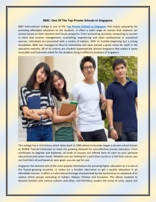 bmc one of the top private schools in singapore